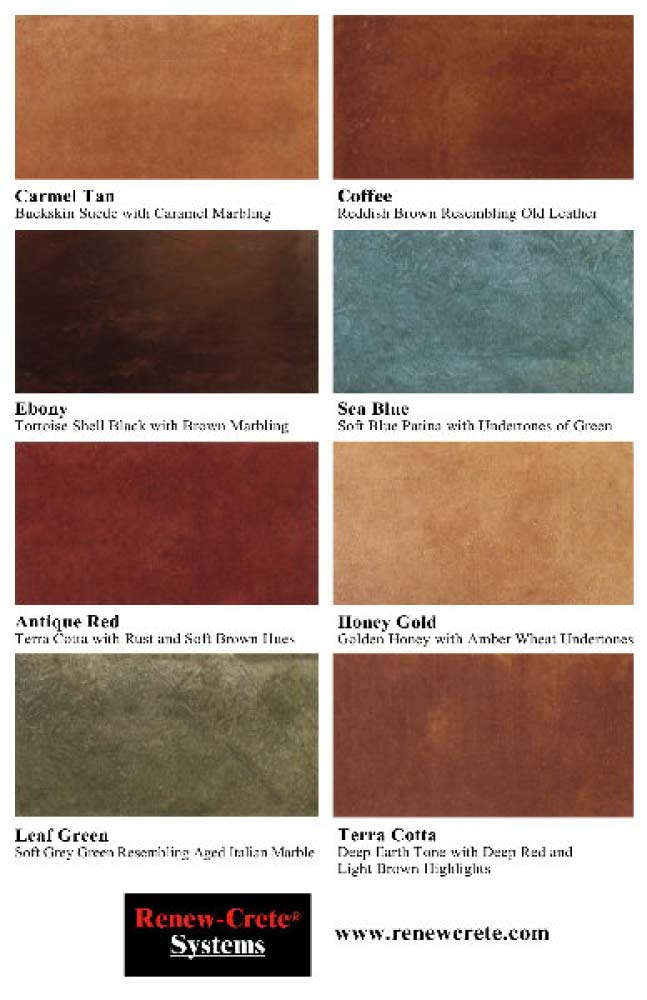 acid stain color chart